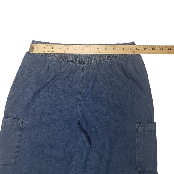 Basic Editions 3‑Pc Women’s Bundle S Paisley Top + Blue & Khaki Wide‑Leg Capris - Picture 12 of 16